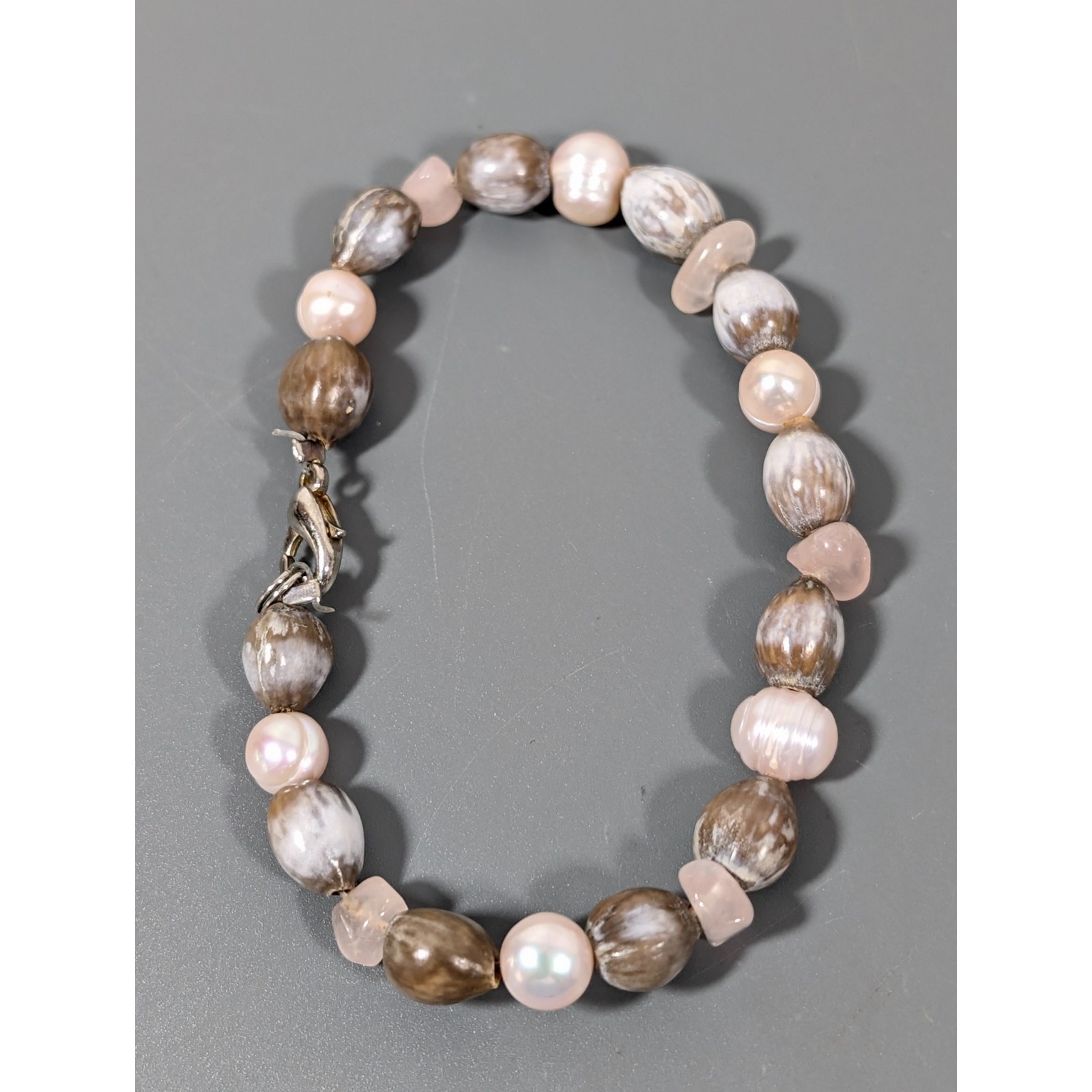Beachy Boho Pink Pearl Quartz Seed Beaded Bracelet 7 In 12$